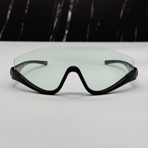 NEW GUCCI SHIELD SUNGLASSES GUCCI GG1650S 005 BLACK GREEN WOMEN EYEWEAR - Picture 4 of 12
